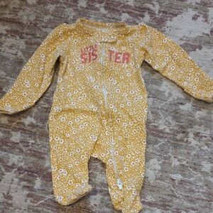 Carter's Yellow Floral Footie with Sister Print